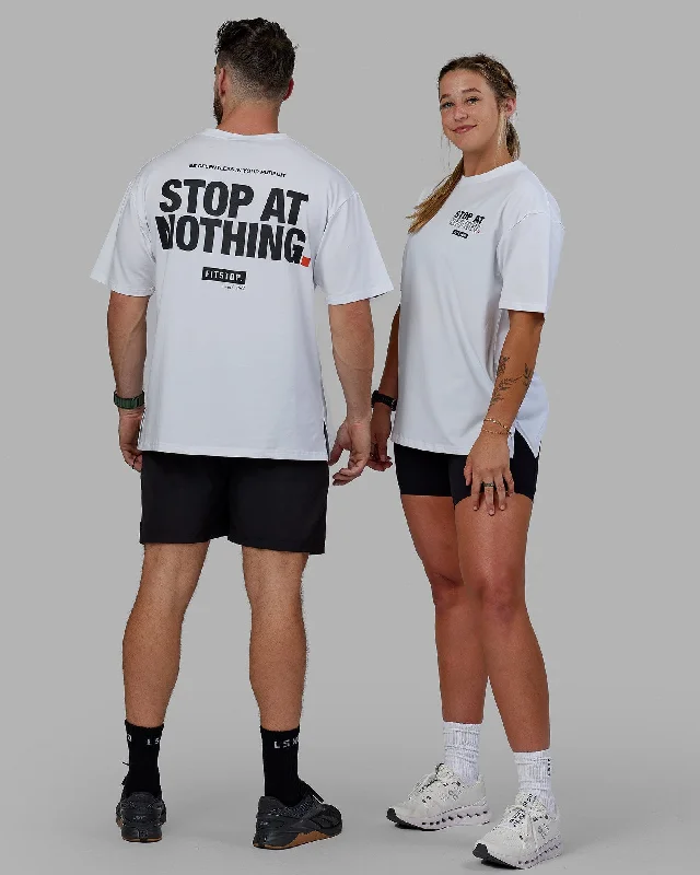 Unisex Fitstop Stop at Nothing Tee Oversize - White-Black