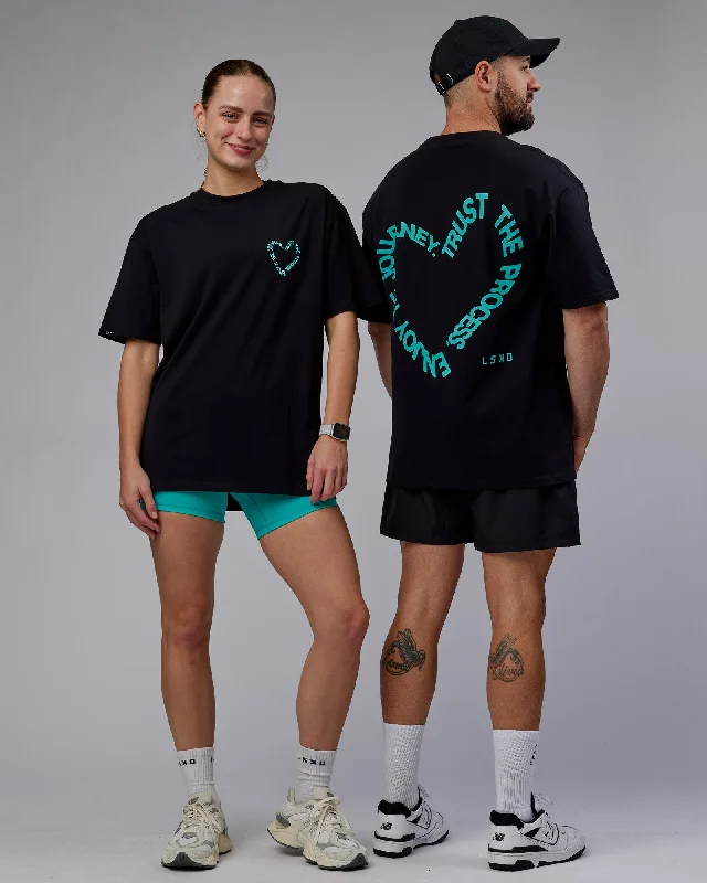 Unisex Love The Process FLXCotton Tee Oversize - Black-Turquoise Tide