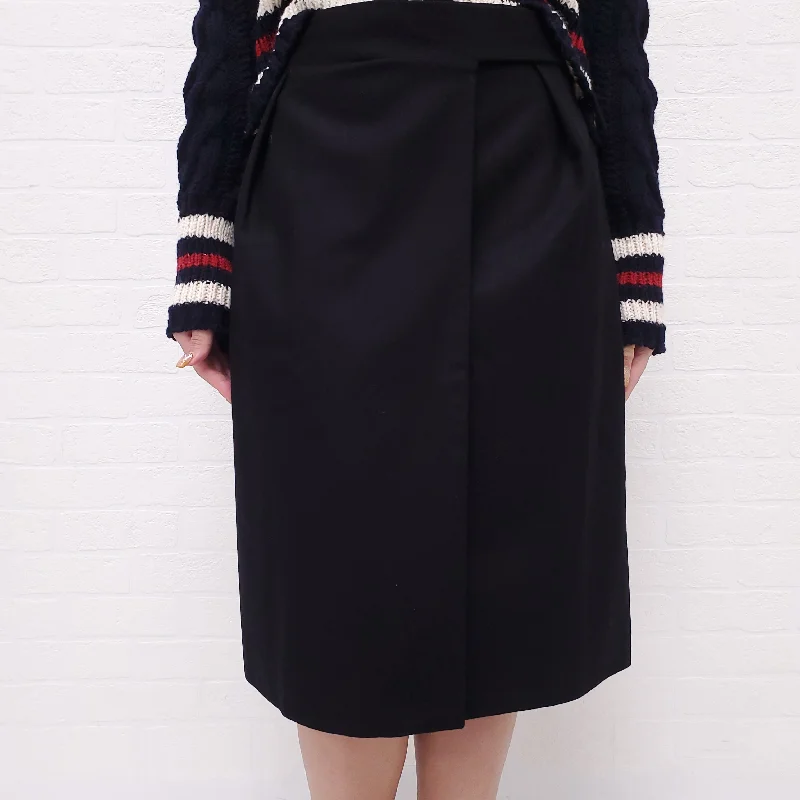 THOM BROWNE BLACK WOOL FLANNEL SKIRT ($1740) - SIZE 42