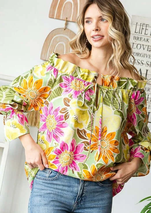 Off the Shoulder Floral Top Made in USA